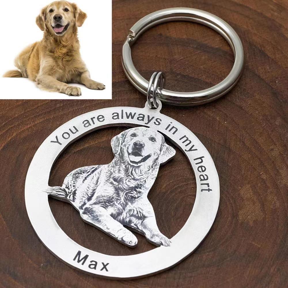 character pet family key chain couple photo titanium steel diy necklace pendant accessories female