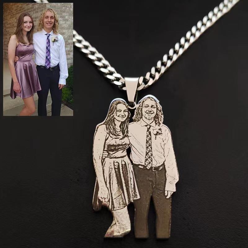 character pet family key chain couple photo titanium steel diy necklace pendant accessories female